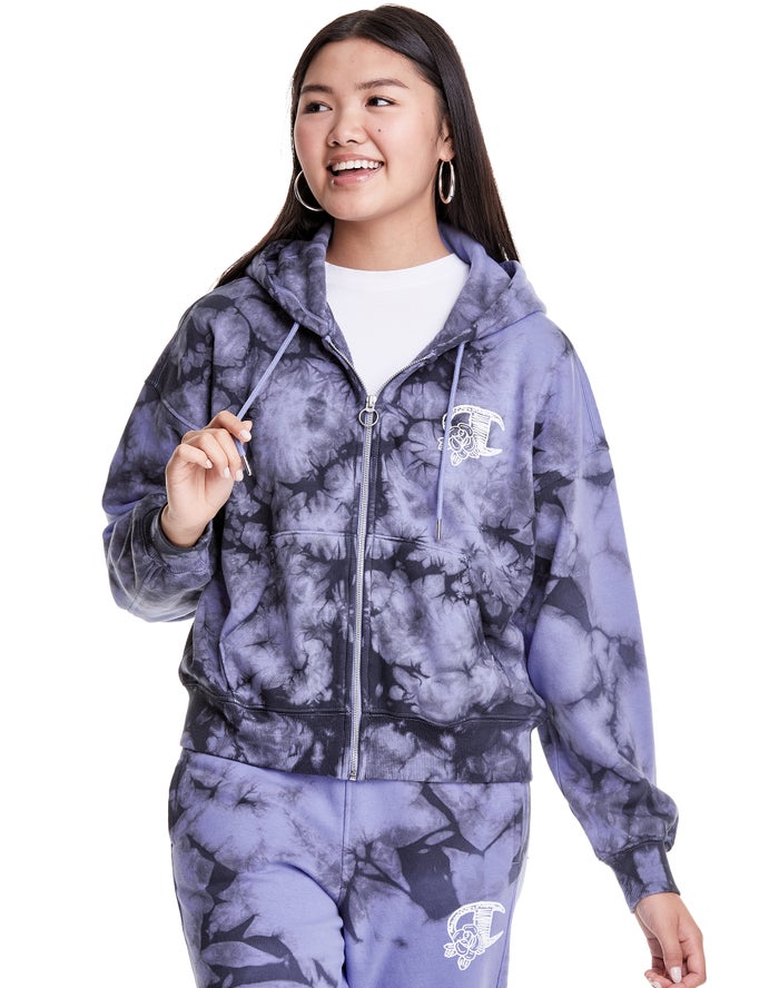 Hanorac Cu Gluga Champion Galaxy Dye Full Zip Boxy C Flower Logo Dama Violet - Romania VRQJWES-38